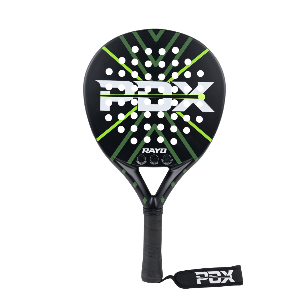 PDX Rayo padel rackets UK bundle with green trim bag
