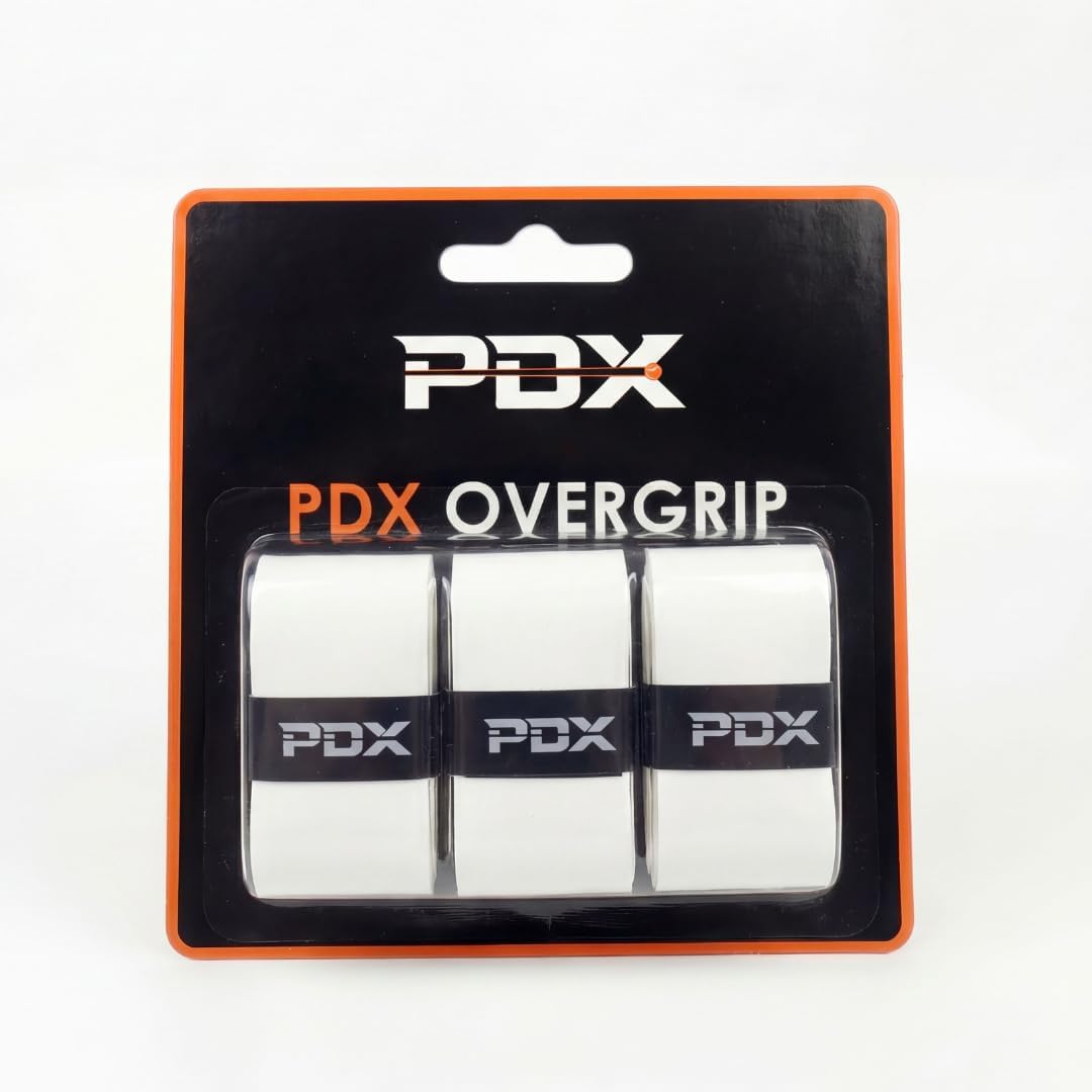 PDX Padel Overgrips – 3 Pack White | 110cm Extended Length | Medium Tacky Feel | Moisture-Wicking | For Padel, Tennis, Squash & Badminton Racquets