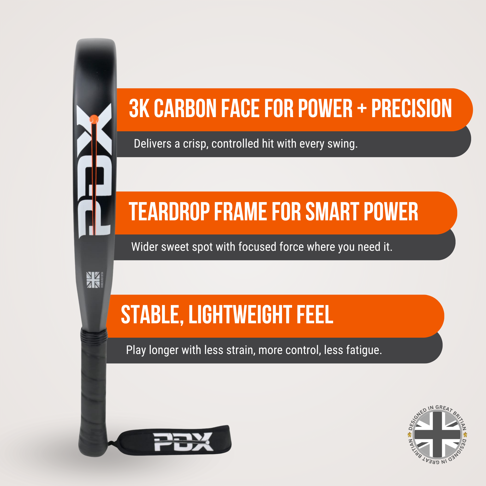 PDX Tormenta Padel Racket – Power Meets Precision - Control + Speed - PDX Padel