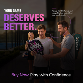 PDX Aurora Beginner Padel Racket | Complimentary Racket Carrier Bag | 30% Carbon 70% Fibreglass | 355g Round | Control