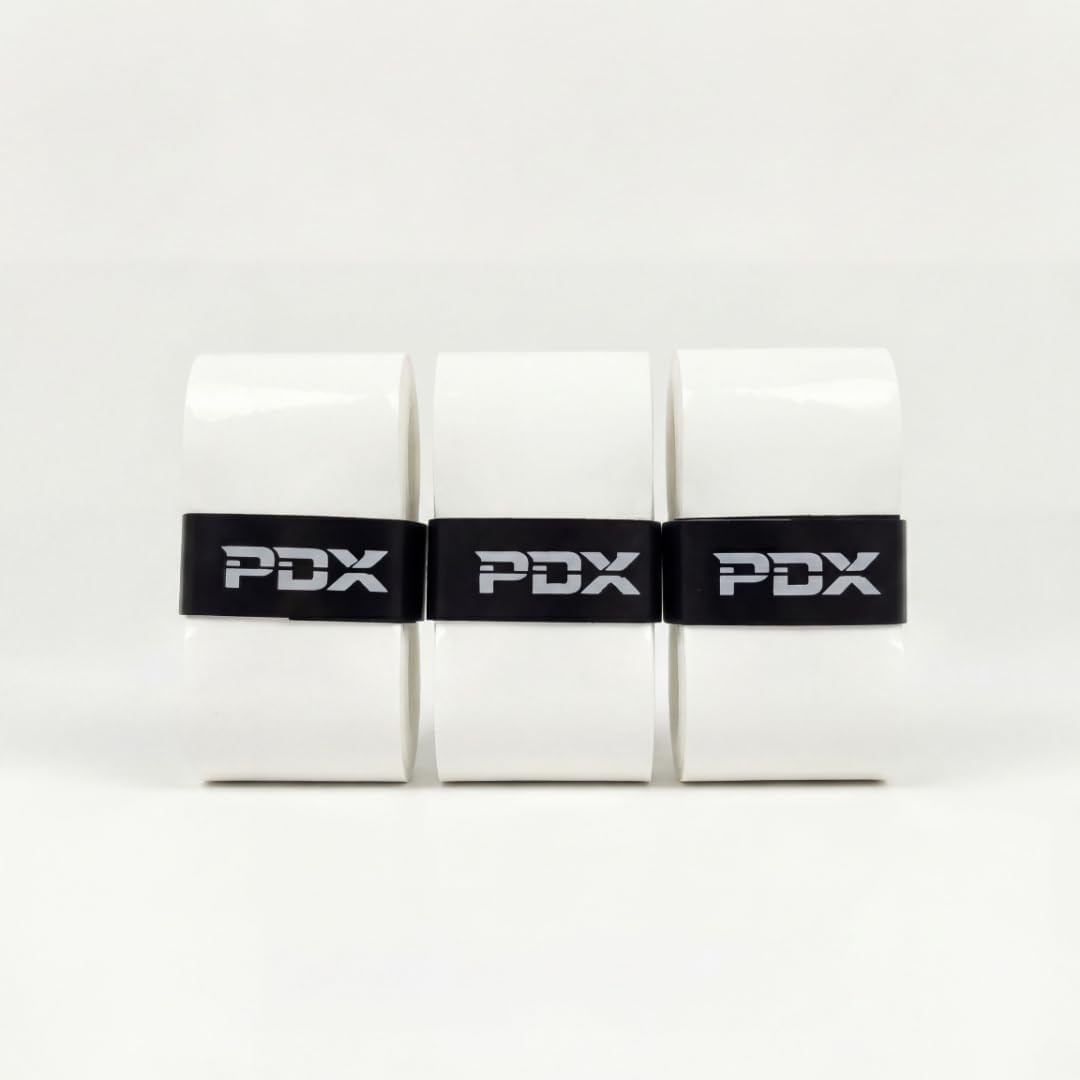 PDX Padel Overgrips – 3 Pack White | 110cm Extended Length | Medium Tacky Feel | Moisture-Wicking | For Padel, Tennis, Squash & Badminton Racquets