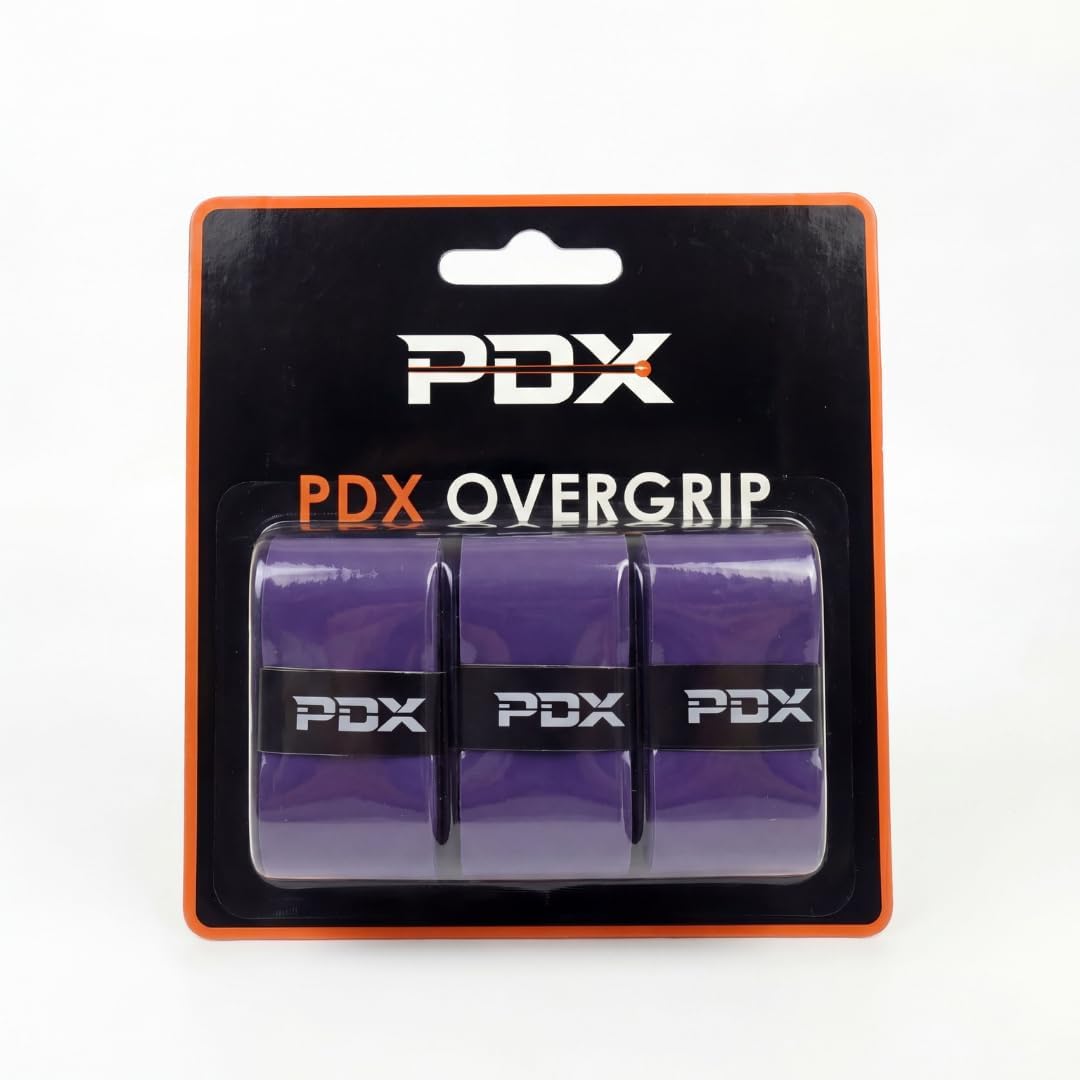 PDX Padel Overgrips – 3 Pack Purple | 110cm Extended Length | Medium Tacky Feel | Moisture-Wicking | For Padel, Tennis, Squash & Badminton Racquets