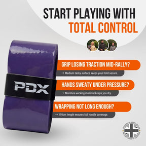 PDX Padel Overgrips – 3 Pack Purple | 110cm Extended Length | Medium Tacky Feel | Moisture-Wicking | For Padel, Tennis, Squash & Badminton Racquets